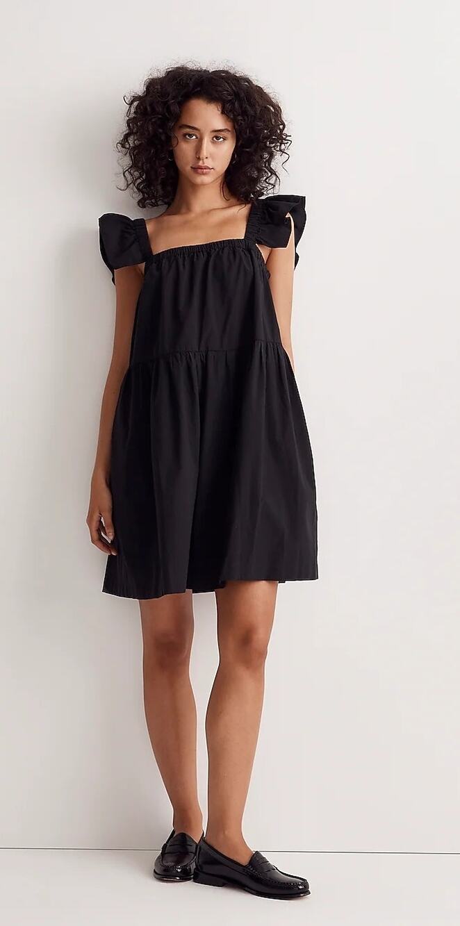 Madewell Flutter-Sleeve Square-Neck Mini Dress Size XS NWT